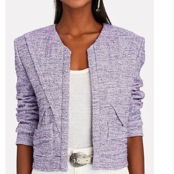 IRO Paris Nolun Tweed Jacket Purple/Silver Size S/36 NWT - Picture 5 of 16